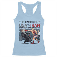 Sarcastic USA vs Iran Knockout Boxing Championship Racerback Tank Top Funny Political Satire Fight Night