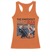 Sarcastic USA vs Iran Knockout Boxing Championship Racerback Tank Top Funny Political Satire Fight Night