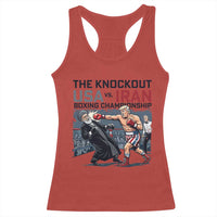 Sarcastic USA vs Iran Knockout Boxing Championship Racerback Tank Top Funny Political Satire Fight Night