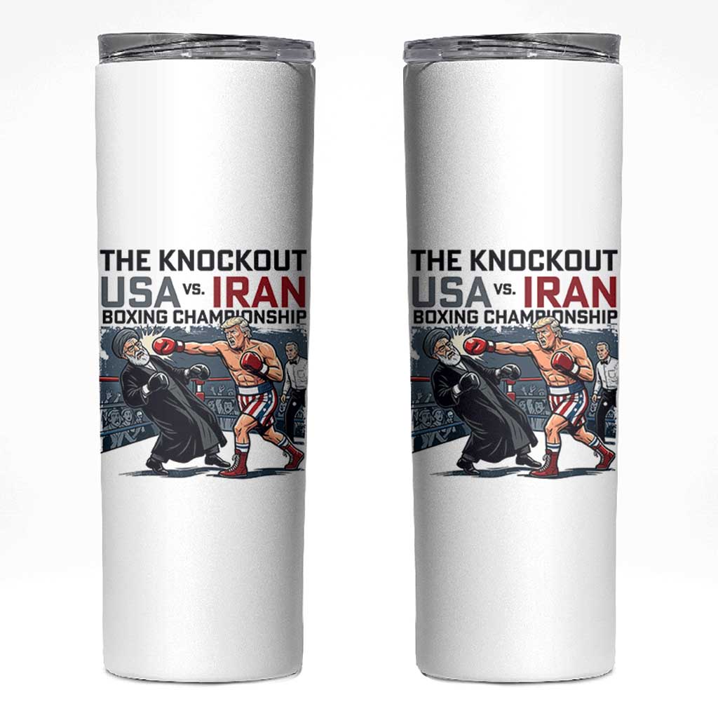 Sarcastic USA vs Iran Knockout Boxing Championship Skinny Tumbler Funny Political Satire Fight Night