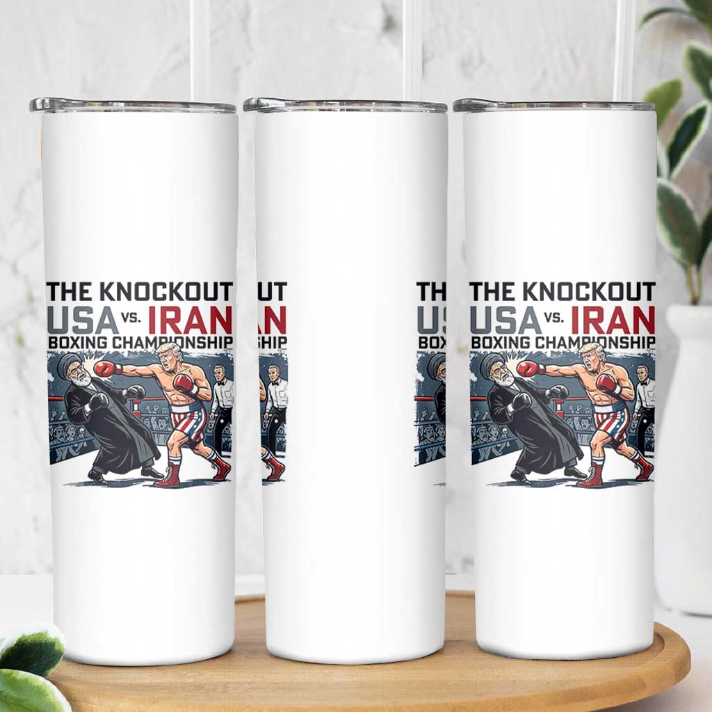 Sarcastic USA vs Iran Knockout Boxing Championship Skinny Tumbler Funny Political Satire Fight Night