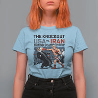 Sarcastic USA vs Iran Knockout Boxing Championship T Shirt For Women Funny Political Satire Fight Night