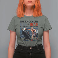 Sarcastic USA vs Iran Knockout Boxing Championship T Shirt For Women Funny Political Satire Fight Night