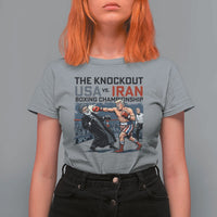 Sarcastic USA vs Iran Knockout Boxing Championship T Shirt For Women Funny Political Satire Fight Night