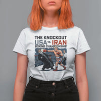 Sarcastic USA vs Iran Knockout Boxing Championship T Shirt For Women Funny Political Satire Fight Night