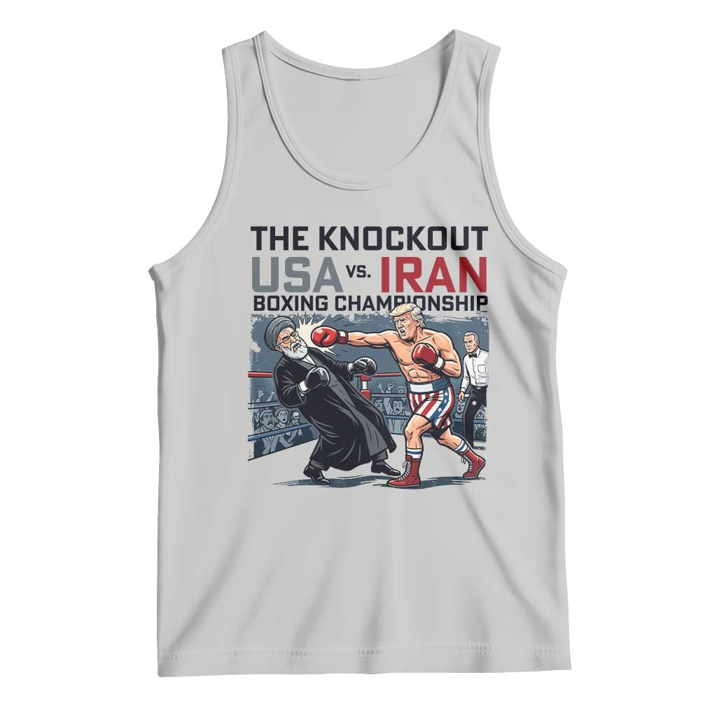 Sarcastic USA vs Iran Knockout Boxing Championship Tank Top Funny Political Satire Fight Night
