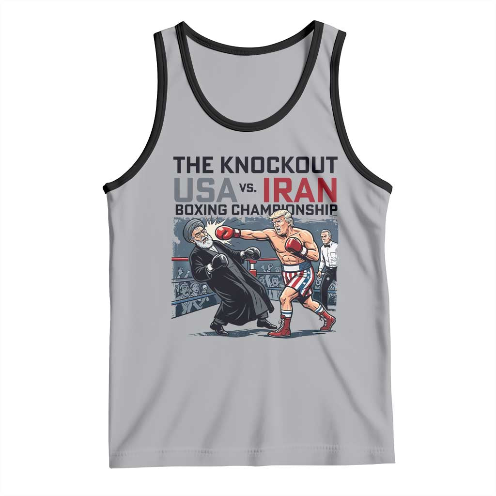 Sarcastic USA vs Iran Knockout Boxing Championship Tank Top Funny Political Satire Fight Night