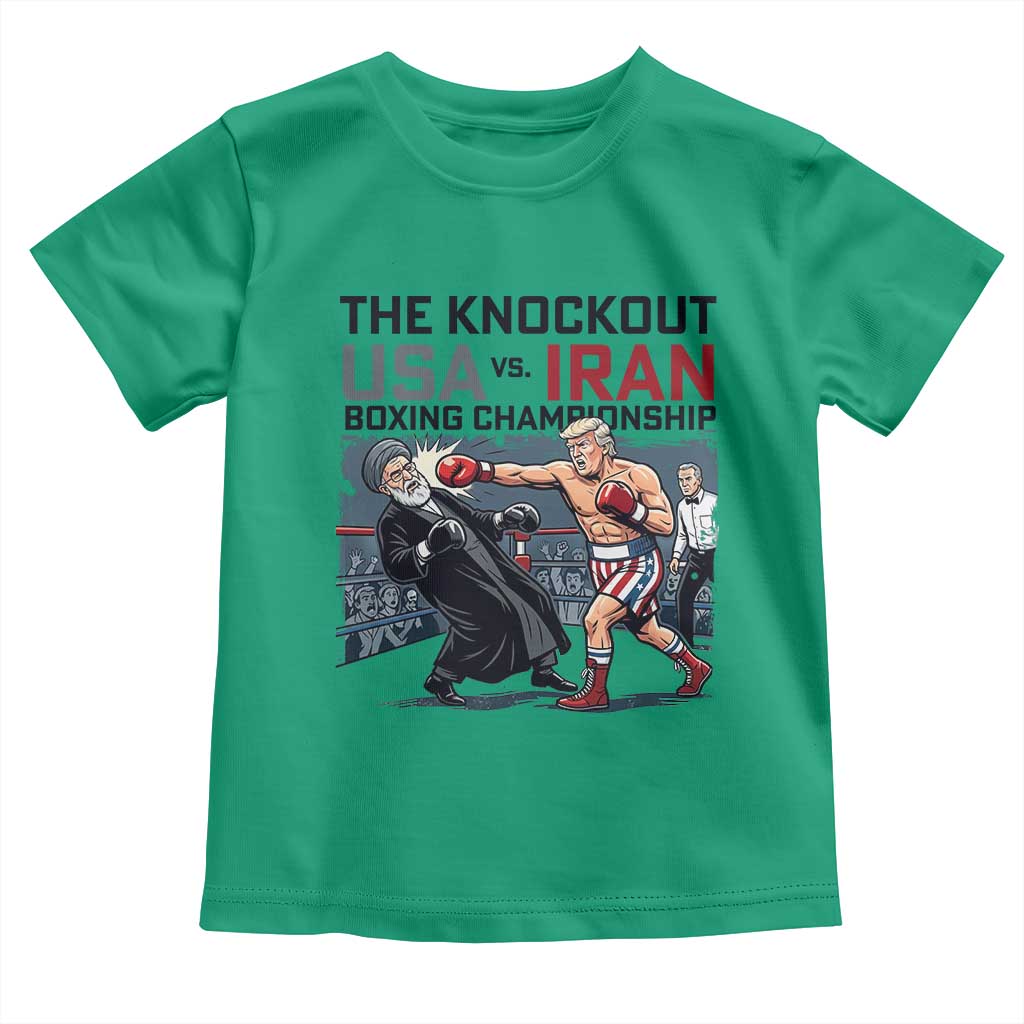 Sarcastic USA vs Iran Knockout Boxing Championship Toddler T Shirt Funny Political Satire Fight Night