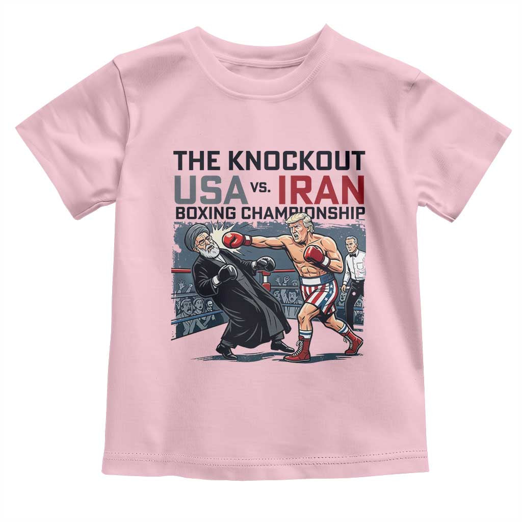 Sarcastic USA vs Iran Knockout Boxing Championship Toddler T Shirt Funny Political Satire Fight Night