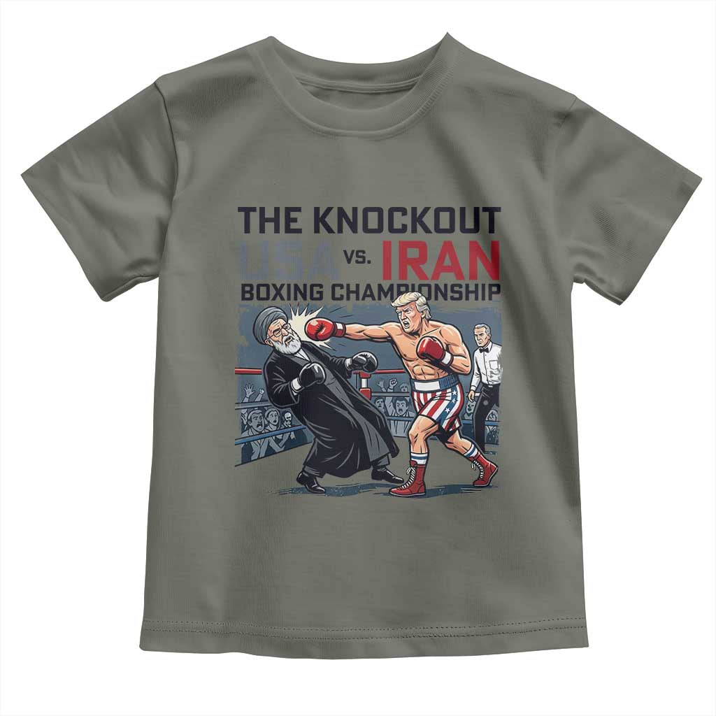 Sarcastic USA vs Iran Knockout Boxing Championship Toddler T Shirt Funny Political Satire Fight Night