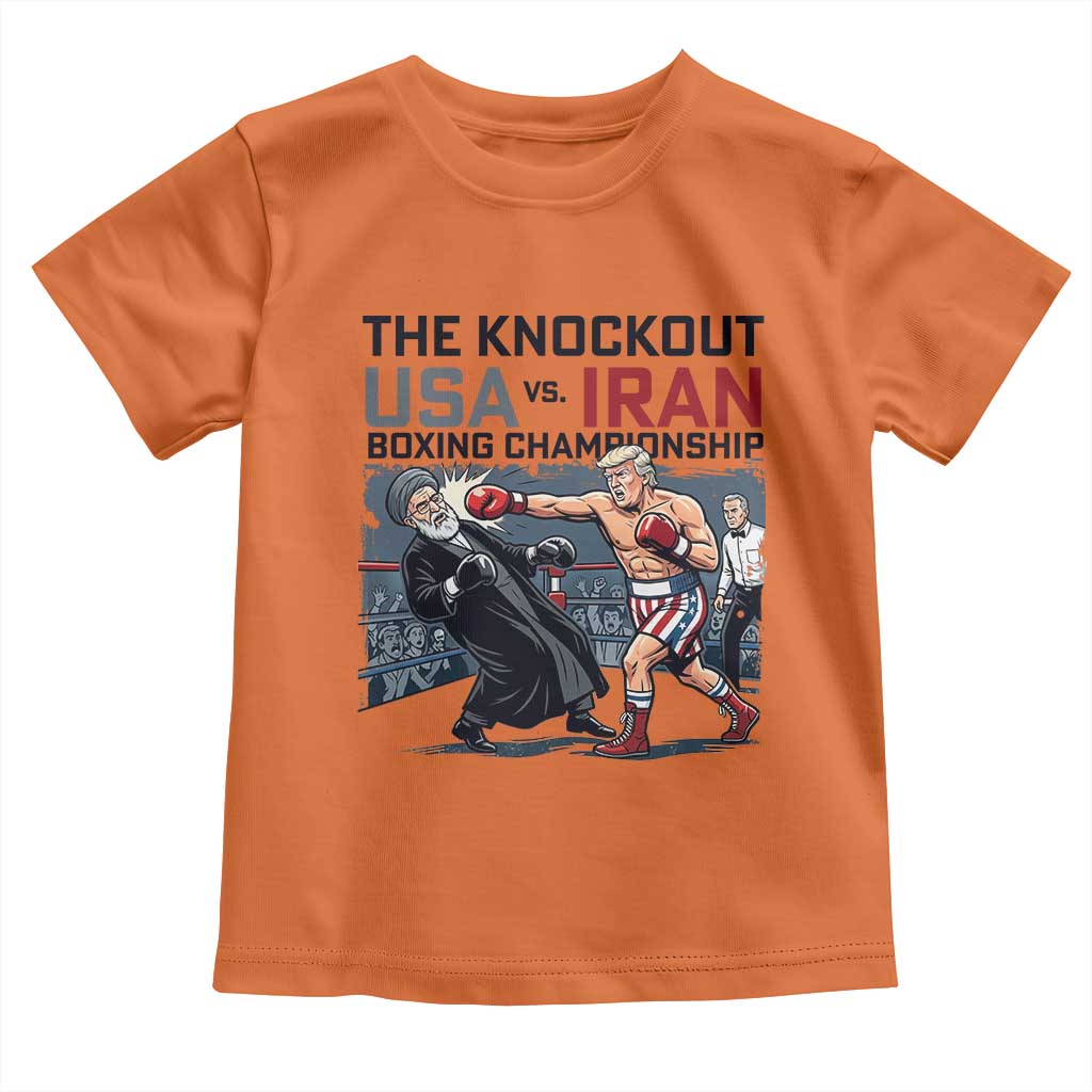 Sarcastic USA vs Iran Knockout Boxing Championship Toddler T Shirt Funny Political Satire Fight Night
