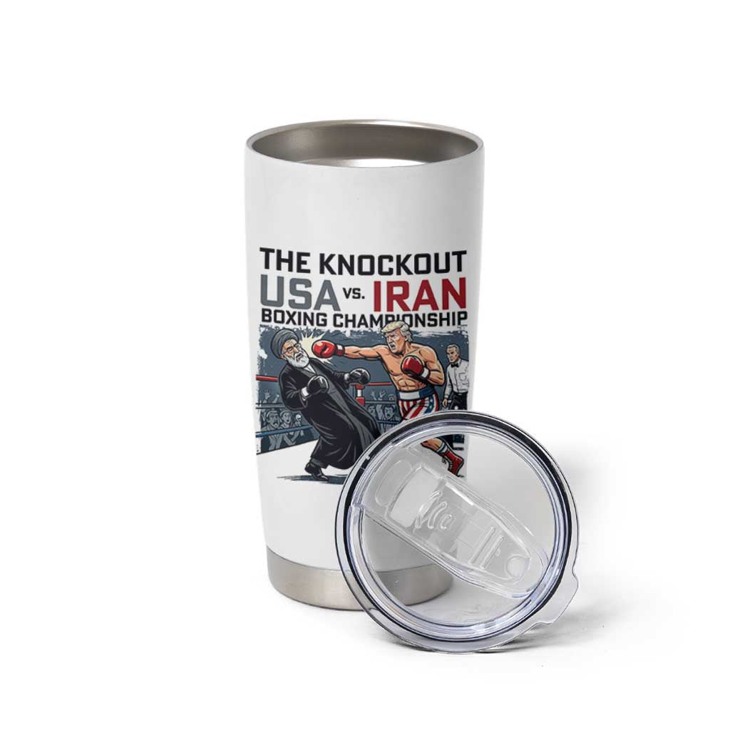 Sarcastic USA vs Iran Knockout Boxing Championship Tumbler Cup Funny Political Satire Fight Night