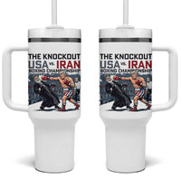 Sarcastic USA vs Iran Knockout Boxing Championship Tumbler With Handle Funny Political Satire Fight Night