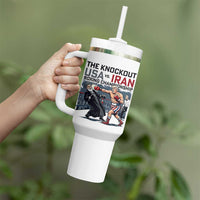Sarcastic USA vs Iran Knockout Boxing Championship Tumbler With Handle Funny Political Satire Fight Night