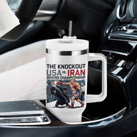 Sarcastic USA vs Iran Knockout Boxing Championship Tumbler With Handle Funny Political Satire Fight Night