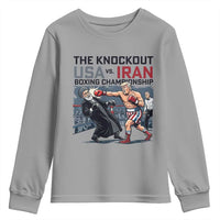 Sarcastic USA vs Iran Knockout Boxing Championship Youth Sweatshirt Funny Political Satire Fight Night