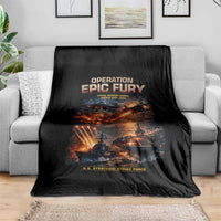 Operation Epic Fury Strike Mission 2026 Graphic Throw Blanket U.S. Strategic Strike Force Military Action