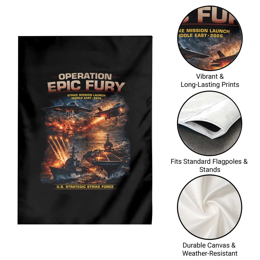 Operation Epic Fury Strike Mission 2026 Graphic Garden Flag U.S. Strategic Strike Force Military Action