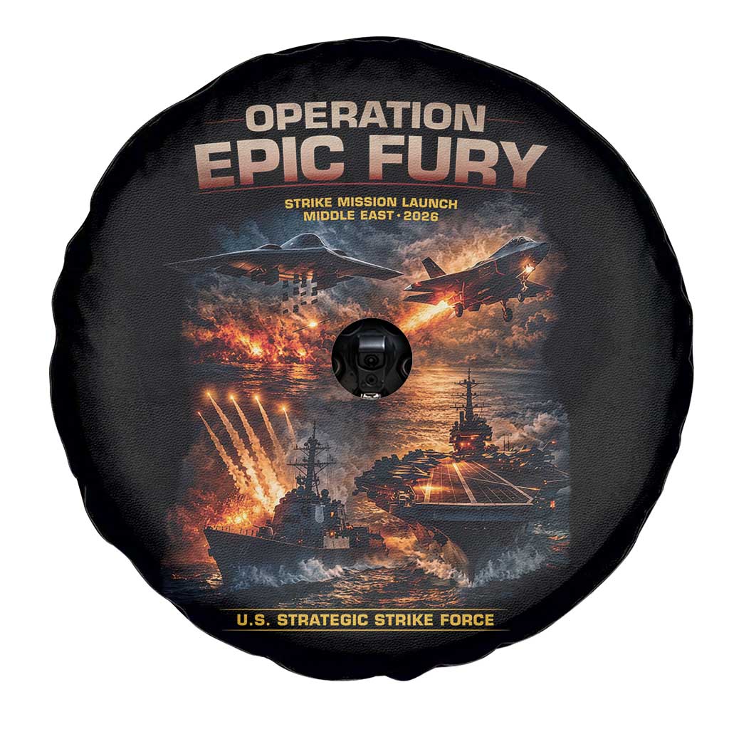 Operation Epic Fury Strike Mission 2026 Graphic Spare Tire Cover U.S. Strategic Strike Force Military Action