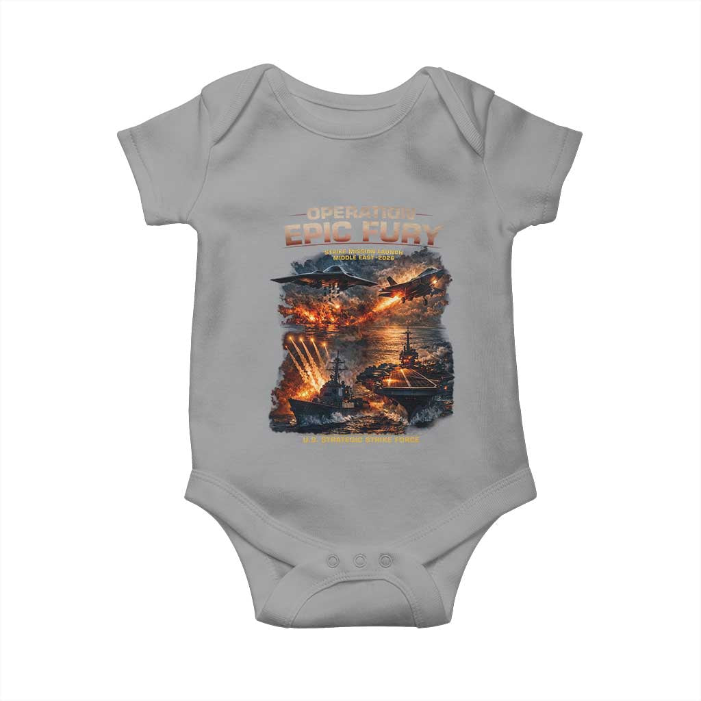 Operation Epic Fury Strike Mission 2026 Graphic Baby Onesie U.S. Strategic Strike Force Military Action