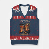 Operation Epic Fury Strike Mission 2026 Graphic V-Neck Knit Sweater Vest U.S. Strategic Strike Force Military Action