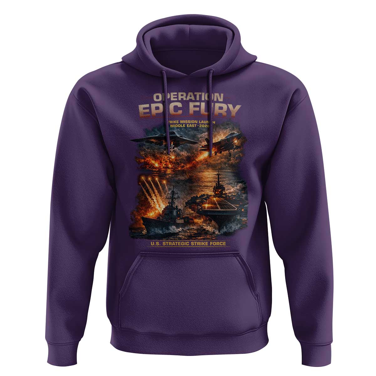 Operation Epic Fury Strike Mission 2026 Graphic Hoodie U.S. Strategic Strike Force Military Action