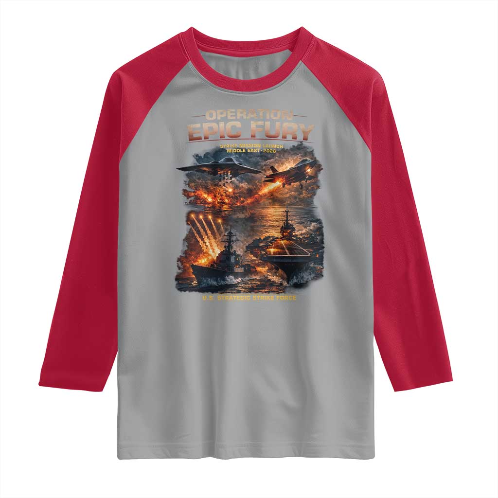 Operation Epic Fury Strike Mission 2026 Graphic Raglan Shirt U.S. Strategic Strike Force Military Action