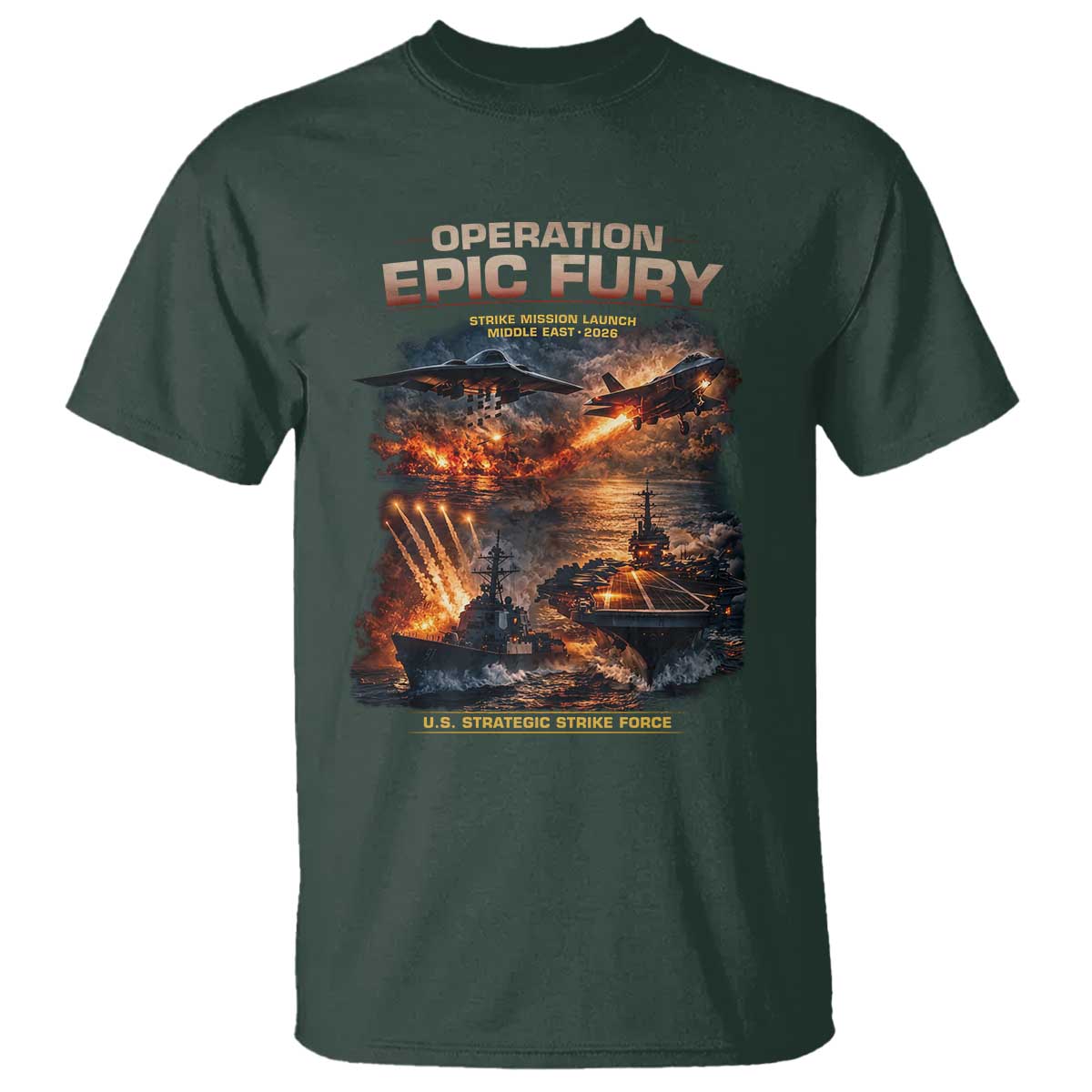 Operation Epic Fury Strike Mission 2026 Graphic T Shirt U.S. Strategic Strike Force Military Action