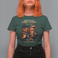 Operation Epic Fury Strike Mission 2026 Graphic T Shirt For Women U.S. Strategic Strike Force Military Action