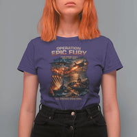 Operation Epic Fury Strike Mission 2026 Graphic T Shirt For Women U.S. Strategic Strike Force Military Action