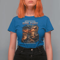 Operation Epic Fury Strike Mission 2026 Graphic T Shirt For Women U.S. Strategic Strike Force Military Action