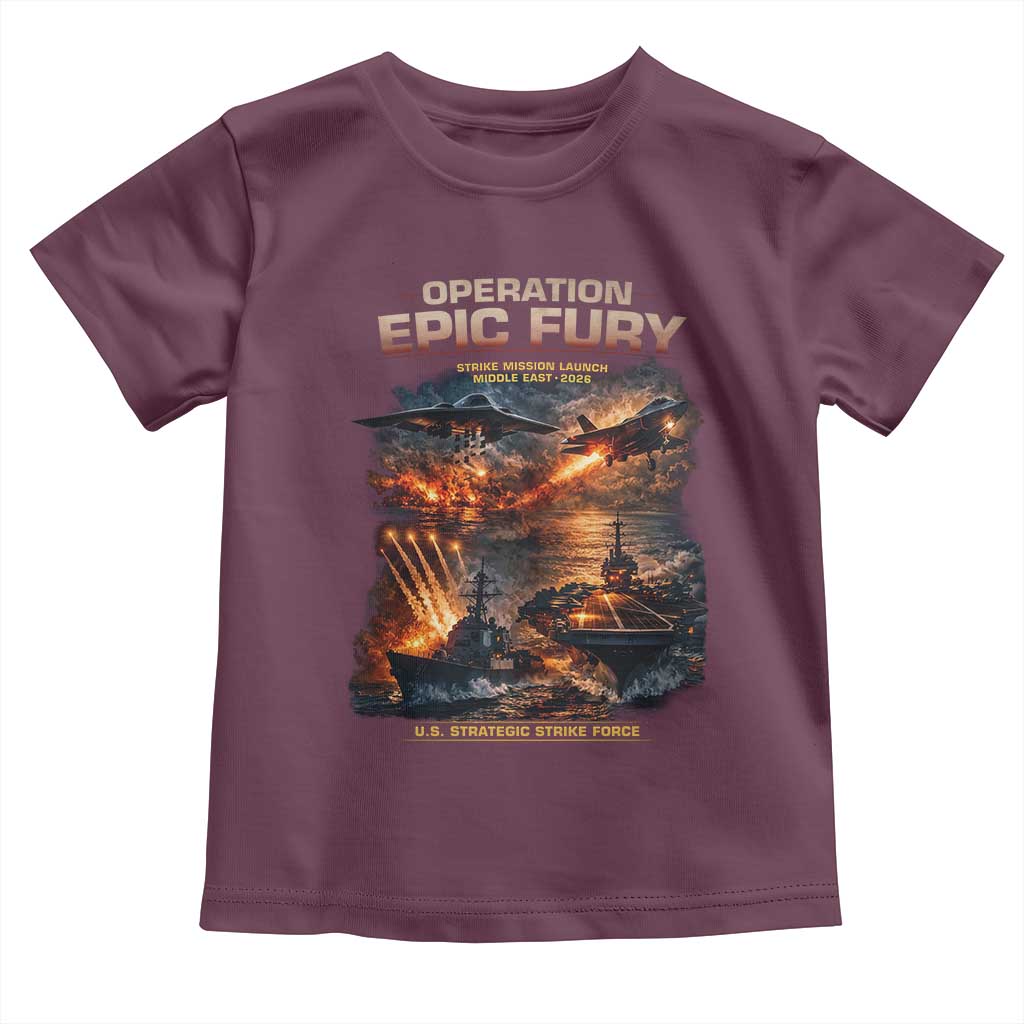 Operation Epic Fury Strike Mission 2026 Graphic Toddler T Shirt U.S. Strategic Strike Force Military Action