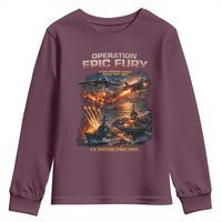 Operation Epic Fury Strike Mission 2026 Graphic Youth Sweatshirt U.S. Strategic Strike Force Military Action