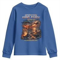 Operation Epic Fury Strike Mission 2026 Graphic Youth Sweatshirt U.S. Strategic Strike Force Military Action