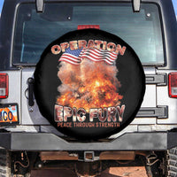 Operation Epic Fury Peace Through Strength Spare Tire Cover Patriotic Explosion America Power