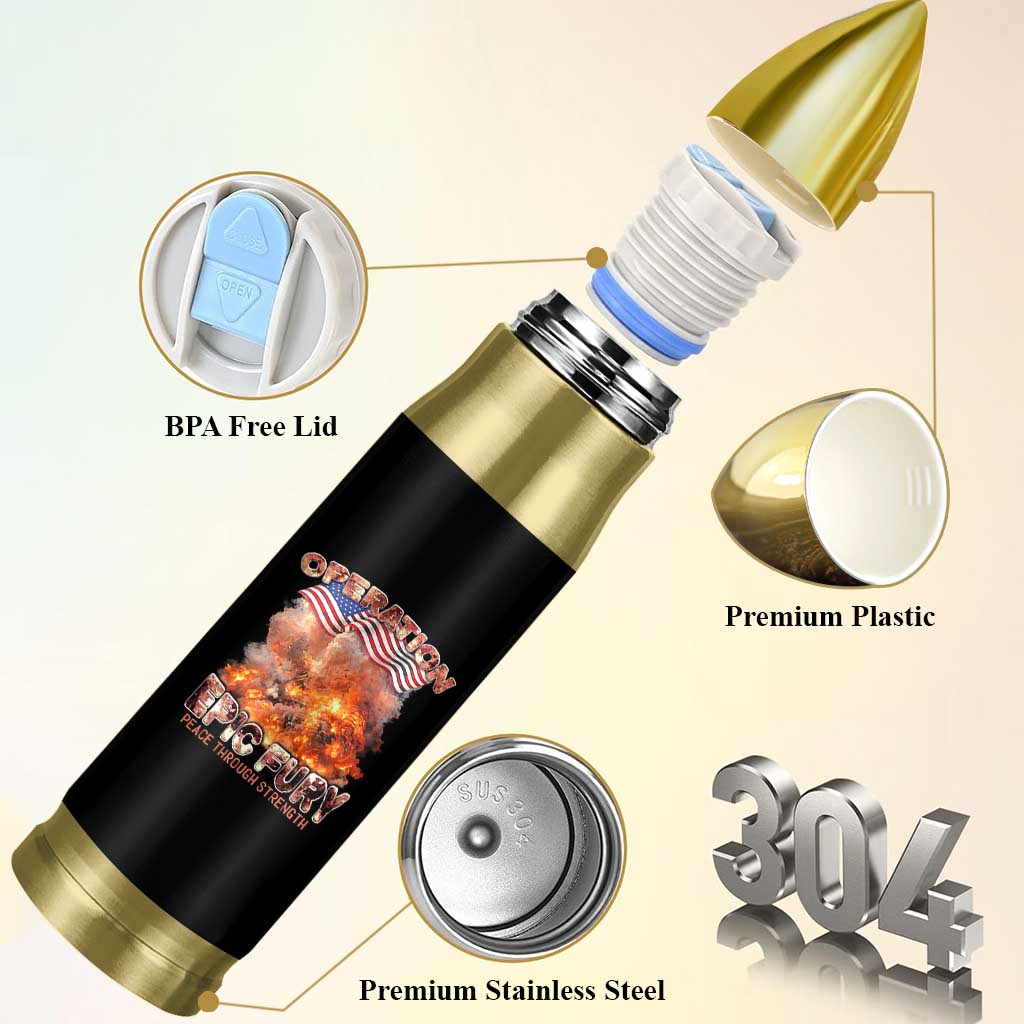 Operation Epic Fury Peace Through Strength Bullet Tumbler Patriotic Explosion America Power