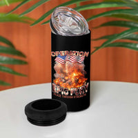 Operation Epic Fury Peace Through Strength 4 in 1 Can Cooler Tumbler Patriotic Explosion America Power