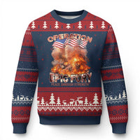Operation Epic Fury Peace Through Strength Ugly Christmas Sweater Patriotic Explosion America Power