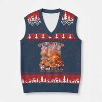 Operation Epic Fury Peace Through Strength V-Neck Knit Sweater Vest Patriotic Explosion America Power