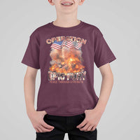 Operation Epic Fury Peace Through Strength T Shirt For Kid Patriotic Explosion America Power