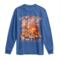 Operation Epic Fury Peace Through Strength Long Sleeve Shirt Patriotic Explosion America Power