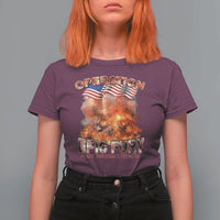 Operation Epic Fury Peace Through Strength T Shirt For Women Patriotic Explosion America Power