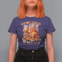 Operation Epic Fury Peace Through Strength T Shirt For Women Patriotic Explosion America Power
