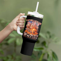 Operation Epic Fury Peace Through Strength Tumbler With Handle Patriotic Explosion America Power