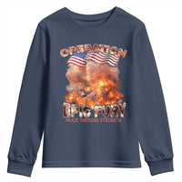 Operation Epic Fury Peace Through Strength Youth Sweatshirt Patriotic Explosion America Power