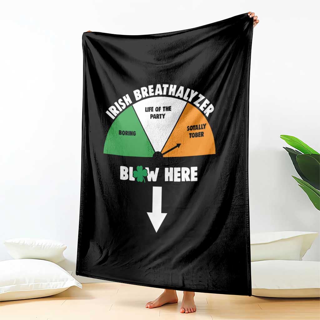 Irish Breathalyzer Blow Here Funny Drinking Gauge Throw Blanket St Patricks Day Party Offensive Adult Humor