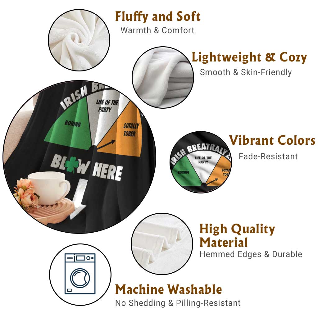 Irish Breathalyzer Blow Here Funny Drinking Gauge Throw Blanket St Patricks Day Party Offensive Adult Humor
