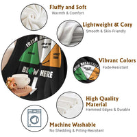 Irish Breathalyzer Blow Here Funny Drinking Gauge Throw Blanket St Patricks Day Party Offensive Adult Humor