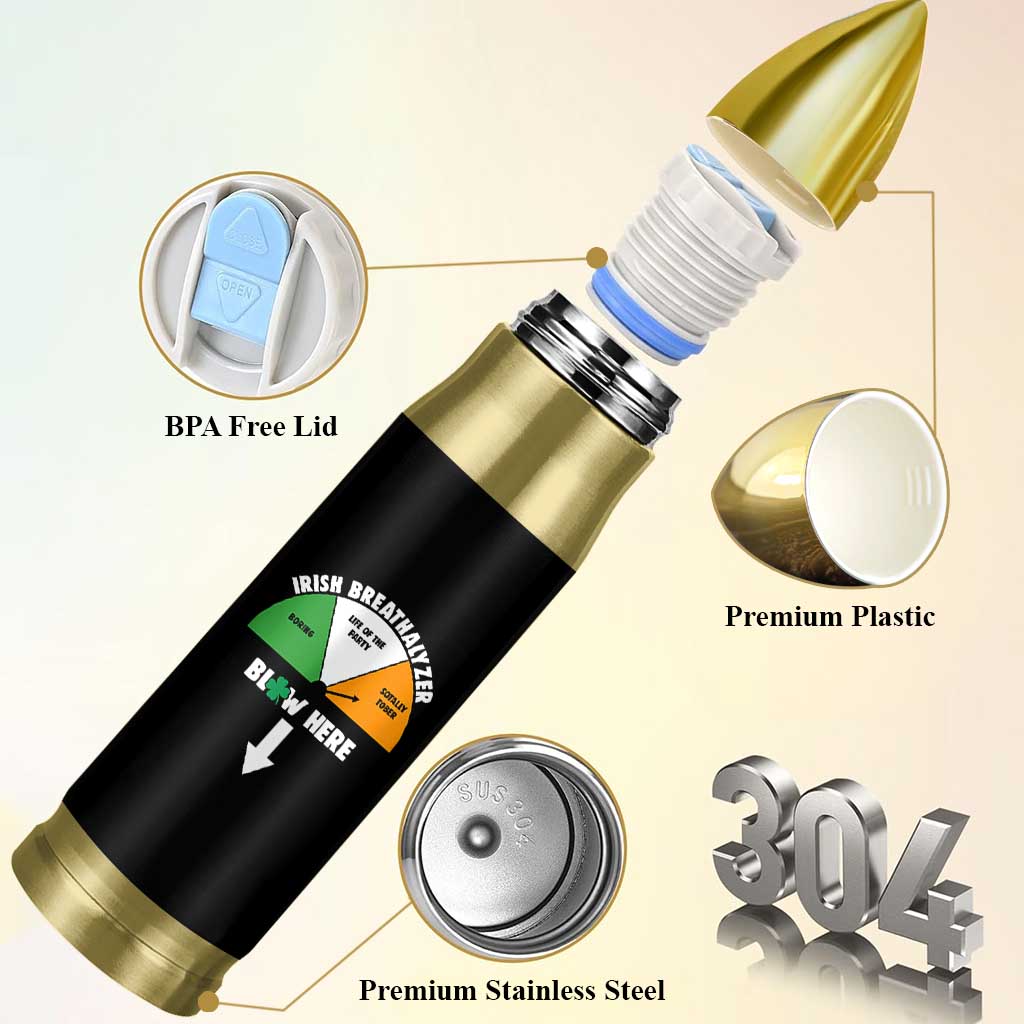 Irish Breathalyzer Blow Here Funny Drinking Gauge Bullet Tumbler St Patricks Day Party Offensive Adult Humor