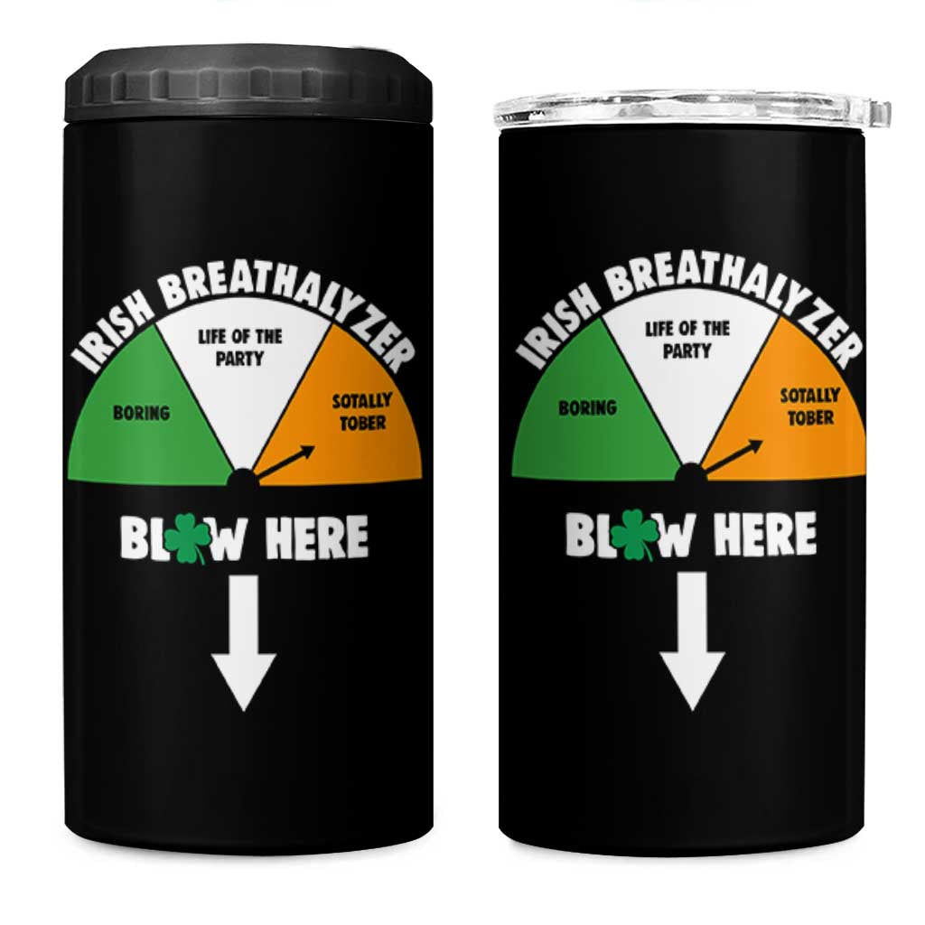 Irish Breathalyzer Blow Here Funny Drinking Gauge 4 in 1 Can Cooler Tumbler St Patricks Day Party Offensive Adult Humor